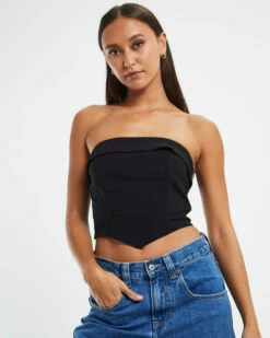 Manon Panelled Corset Black