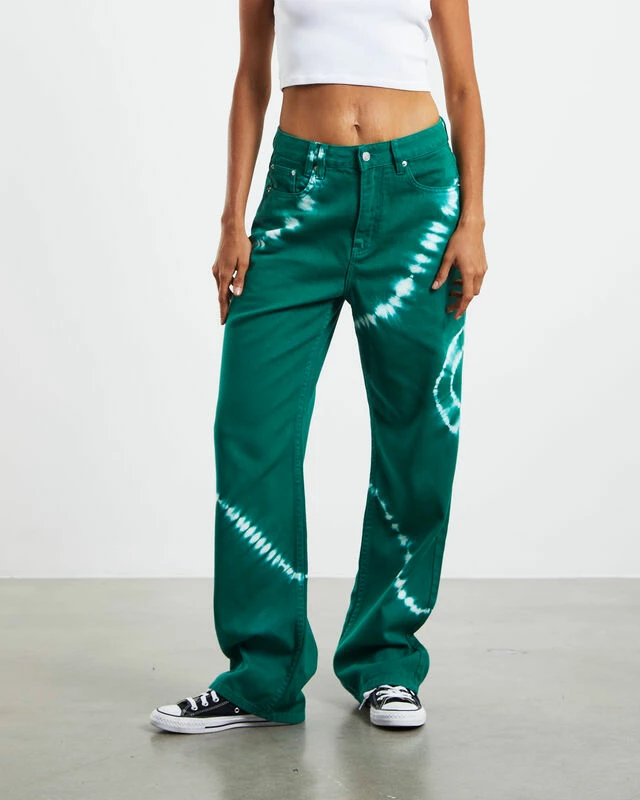 Insight Bobby Baggy Tie Dye Dad Jeans Green 3 Insight Bobby Baggy Tie Dye Dad Jeans Green