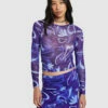 Holly Printed Mesh Long Sleeve Top Purple -Insight Shop 1 13502