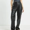 Karli Leather Look Straight Leg Pants In Black 2 Karli Leather Look Straight Leg Pants In Black -Insight Shop 1 13575
