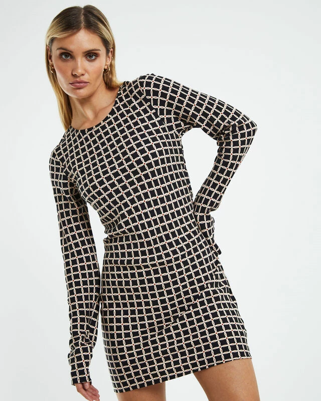 Elsa Long Sleeve Bias Cut Mini Dress Assorted 3 Elsa Long Sleeve Bias Cut Mini Dress Assorted