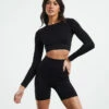 Long Sleeve Rib Crop Top Black -Insight Shop 1 15021