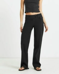 Jaylee Low Rise Seam Front Pants Black