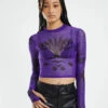 Jewelz Placement Mesh Long Sleeve Top Purple -Insight Shop 1 16545