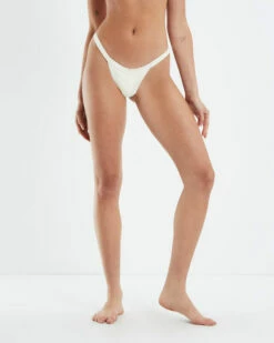 Rib Fixed Skimpy Bikini Bottoms Almond White