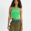 High Neck Crop Top Green