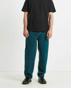 Wide Boy Contrast Stitch Jeans Pine Green
