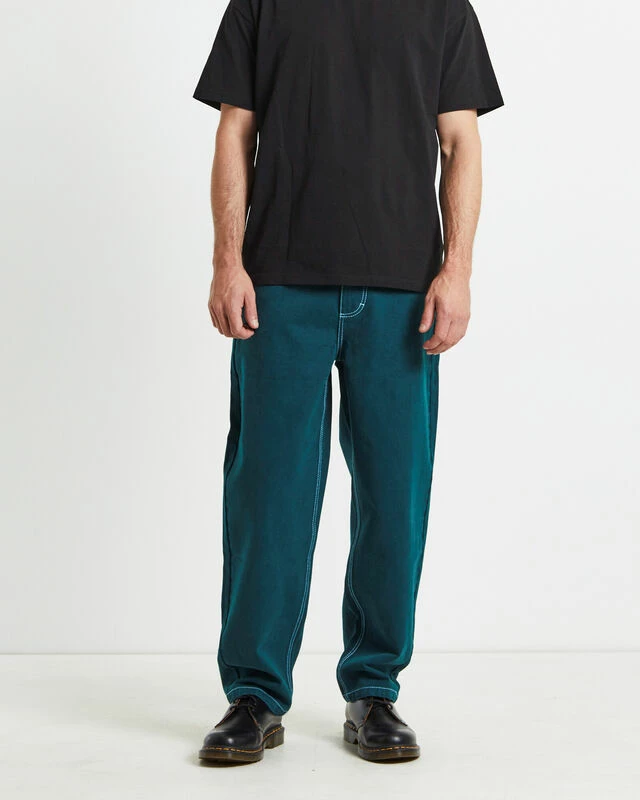Wide Boy Contrast Stitch Jeans Pine Green 3 Wide Boy Contrast Stitch Jeans Pine Green