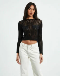 Insight Butterfly Sheer Crochet Knit Black