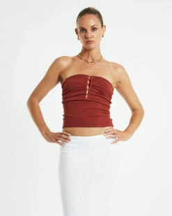Nora Knit Tube Top Burnt Red