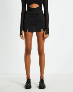 Lucia Double Slit Skort Black