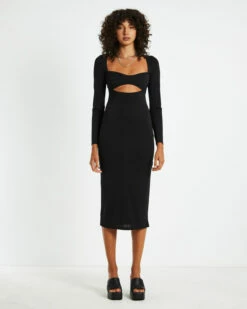 Kaley Cut Out Midi Dress Black
