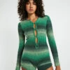 Zia Ombre Gradient Long Sleeve Knit Romper Green 1 Zia Ombre Gradient Long Sleeve Knit Romper Green -Insight Shop 1 18926