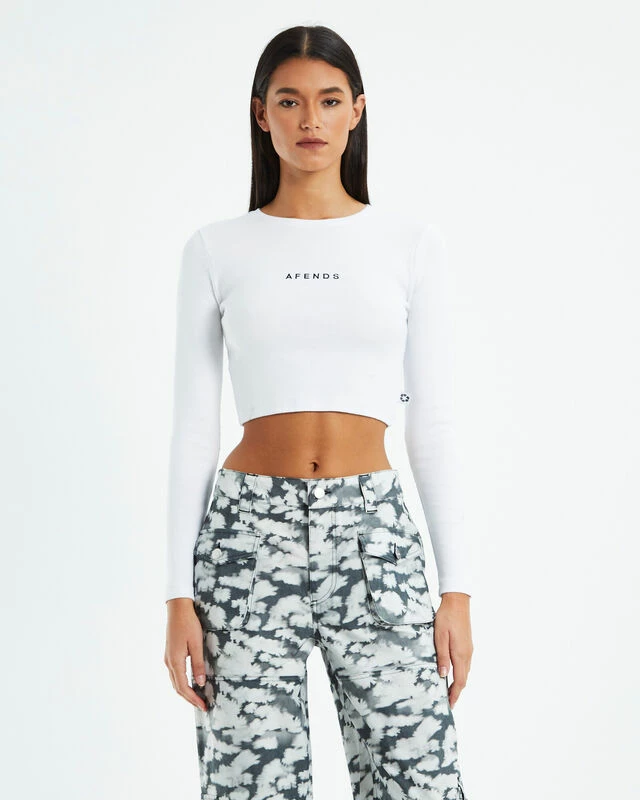 Afends Boundless Recycled Cropped Rib Long Sleeve Top White 3 Afends Boundless Recycled Cropped Rib Long Sleeve Top White