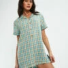 Afends Hemp Playsuit Tan Check -Insight Shop 1 20097