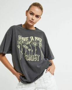 BDG Urban Outfitters BDG Nice Daisy Dad T-Shirt Grey