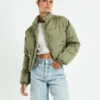 Casey Cropped Puffer Jacket Sage Green