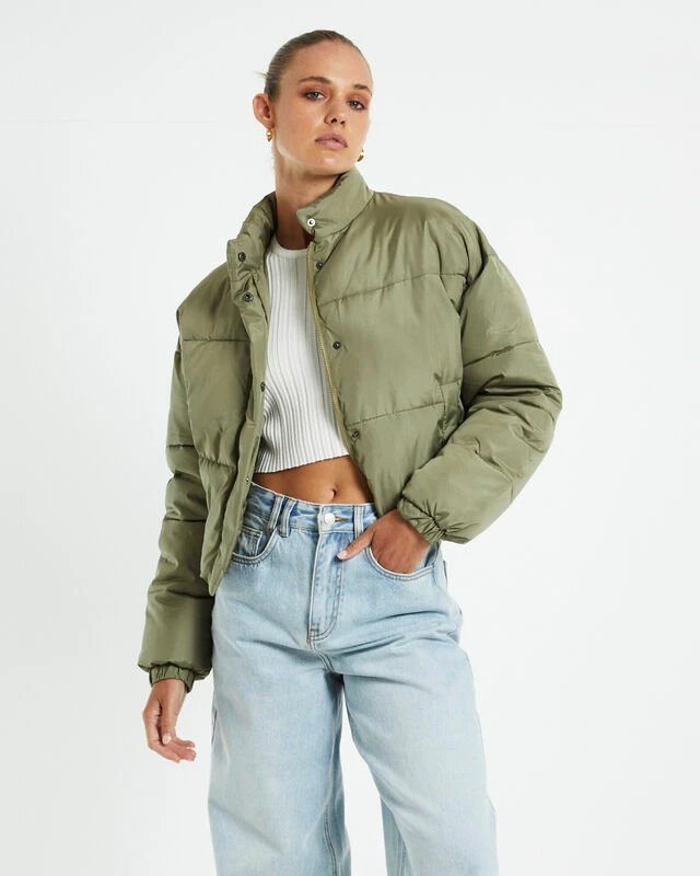 Casey Cropped Puffer Jacket Sage Green 3 Casey Cropped Puffer Jacket Sage Green