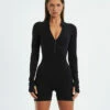 Long Sleeve Zip Unitard Black 1 Long Sleeve Zip Unitard Black -Insight Shop 1 20294
