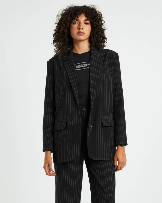 Addison Pinstripe Boxy Blazer Black 3 Addison Pinstripe Boxy Blazer Black