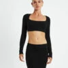 Polly Slinky Long Sleeve Crop Top Black -Insight Shop 1 20689