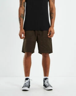 Afends Hemp Wide Leg Shorts Coffee Brown