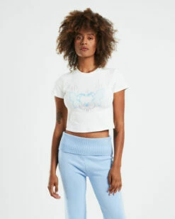 Zuri Chrome Heart Baby Tee White