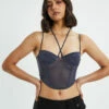 Viccy Strappy Cross Front Corset Slate Grey 2 Viccy Strappy Cross Front Corset Slate Grey -Insight Shop 1 23322