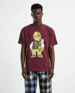 MARKET Workshop Bear Short Sleeve T-Shirt Maroon