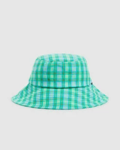 Afends Tully Hemp Check Wide Brim Hat Forest Check