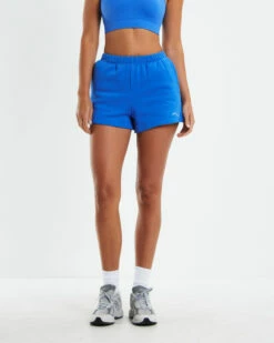 Subtitled Pull On Fleece Shorts Cobalt Blue