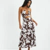 Niah Tiered Tie Up Dress Brown/White 2 Niah Tiered Tie Up Dress Brown/White -Insight Shop 1 24260