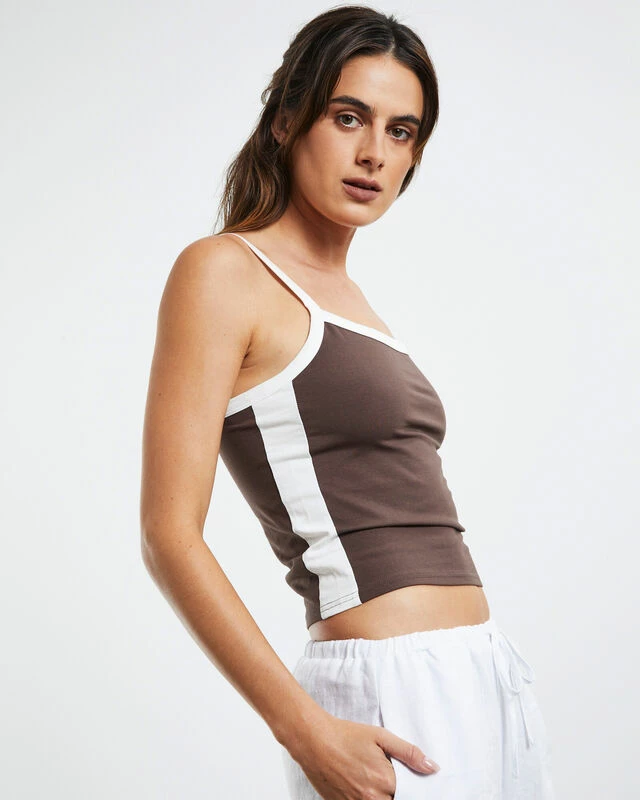 Ellie Contrast Tank Top Chocolate Brown 3 Ellie Contrast Tank Top Chocolate Brown