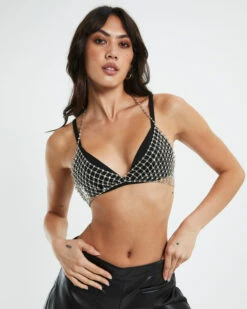 Tia Rhinestone Bralette Black