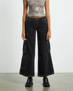 BDG Urban Outfitters BDG Low Rise Puddle Cargo Jeans Black