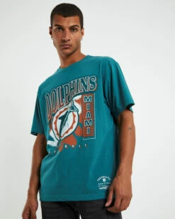 Mitchell & Ness Bush Off Short Sleeve T-Shirt Miami Dolphins Teal Blue