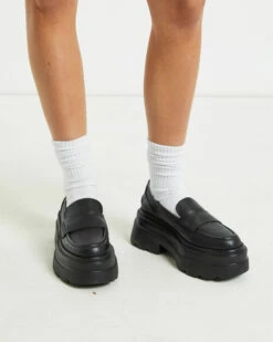 Peyton Platform Loafers Smooth Black