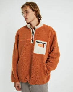 Insight Cultures 1/4 Sherpa Jumper Rust Orange