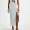 Sadie Tied Up Lurex Knit Midi Skirt Grey -Insight Shop 1 26887