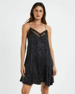 One Teaspoon Resonance Hand Dyed Delirious Slip Dress Black
