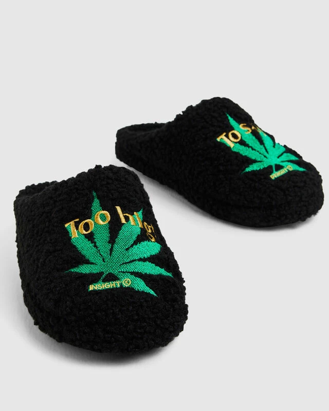 Insight Too High Shag Slides Black/Green 3 Insight Too High Shag Slides Black/Green