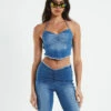 Roxanne Hanky Hem Halter Top Blue -Insight Shop 1 28930