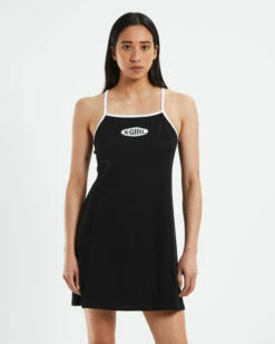 Basic Oval Logo Tennis Dress Black