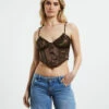 BDG Urban Outfitters Sateen Corset Top Chocolate Brown