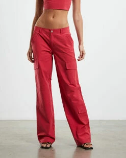 Amity Low Rise Cargo Pants Red