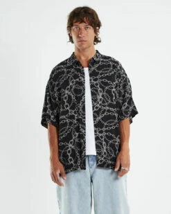 Chains Oversized Short Sleeve Shirt Black