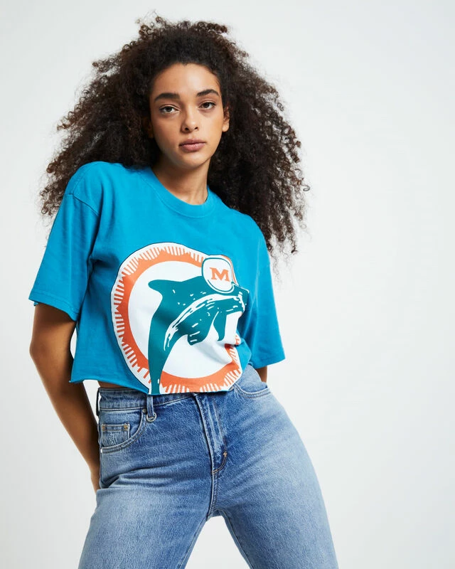 Mitchell & Ness HWC Miami Dolphins Vintage Crop T-Shirt Faded Teal 3 Mitchell & Ness HWC Miami Dolphins Vintage Crop T-Shirt Faded Teal