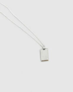 Plain Rectangle Pendant Necklace Silver