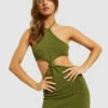 Jayla Knot Front Knit Dress Khaki 1 Jayla Knot Front Knit Dress Khaki -Insight Shop 1 34980