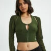 Kamali Hook Front Long Sleeve Halter Top Green 1 Kamali Hook Front Long Sleeve Halter Top Green -Insight Shop 1 38092